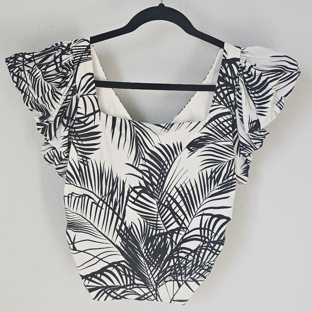 Printed Tie Back Puff Sleeve Top